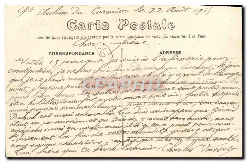 St-Aubin-du-Cermier — Vista Geral — Éditions Hébert, n°787 - Verso