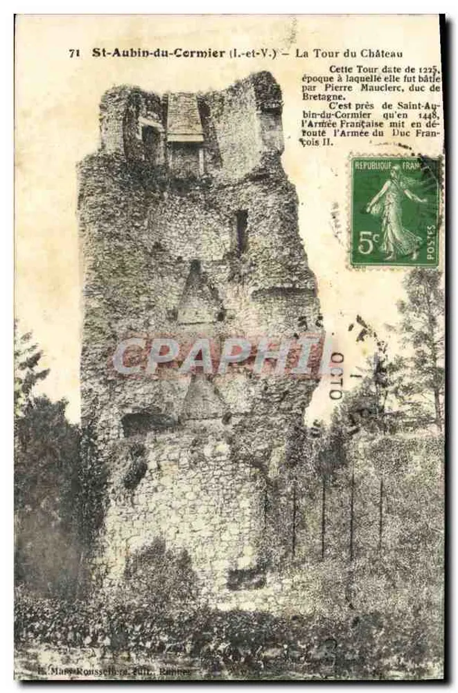St-Aubin-du-Cormier (Il.-et-Y) — Ansicht der Burgtürme — Marie Rousselle, Verlag, Nr. 71 - Vorderseite