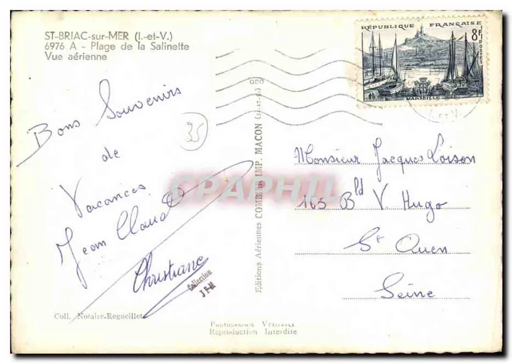 St-Briac-sur-Mer — Playa de la Salinette — Vista aérea — Ediciones Aériennes Comb. Imp. Macon - Reverso