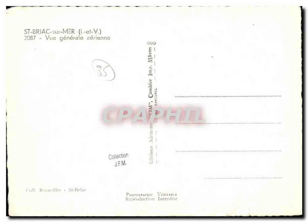 St-Briac-sur-Mer — vue générale aérienne — Éditions Aériennes Mâcon, n° 2087 - Verso