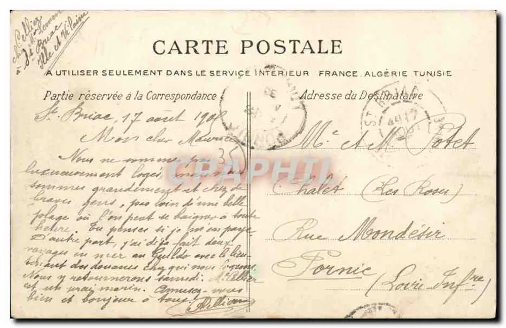 Saint-Briac — A Ponta da Capela — G.F. — Costa de Esmeralda - Verso
