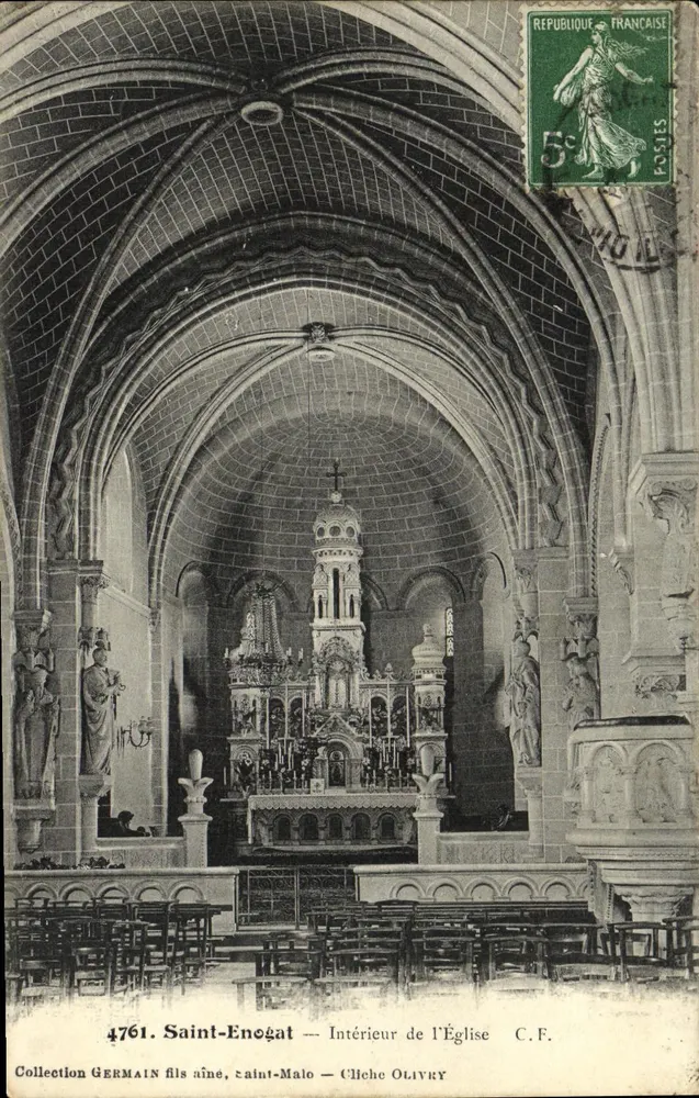 Saint-Enogat — Interior da Igreja — Coleção GERMAIN filho mais velho, Saint-Malo — Clichê OLIVRY - Frente