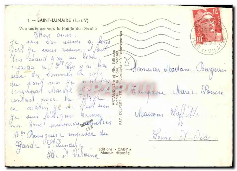 Saint-Lunaire (Ille-et-Vilaine) — Luftbild in Richtung Pointe du Décollé — Verlag Caby - Rückseite