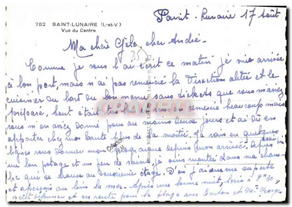 Saint-Lunaire (Il-et-V) — Vista do Centro — editor: Mullian, n° 782 - Verso