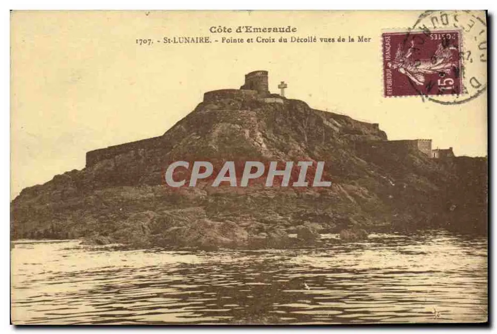 Côte d'Émeraude - St-Lunaire - Pointe und Croix du Décollé aus Sicht der See - Vorderseite