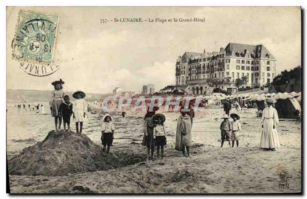 St-Lunaire - Die Strände und das Grand-Hôtel — H. Le Maître, Verleger in St-Malo, n° 757 - Vorderseite