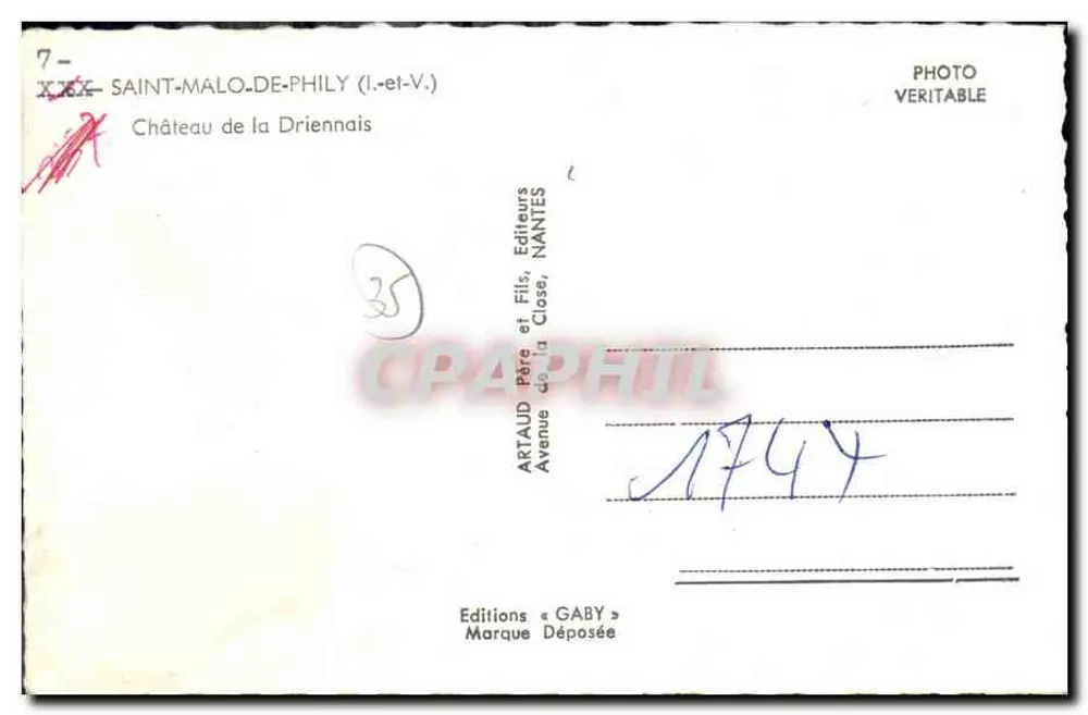 Castelo de La Driennais — Saint-Malo-de-Phily (Ille-et-Vilaine) — Éditions Gaby - Verso