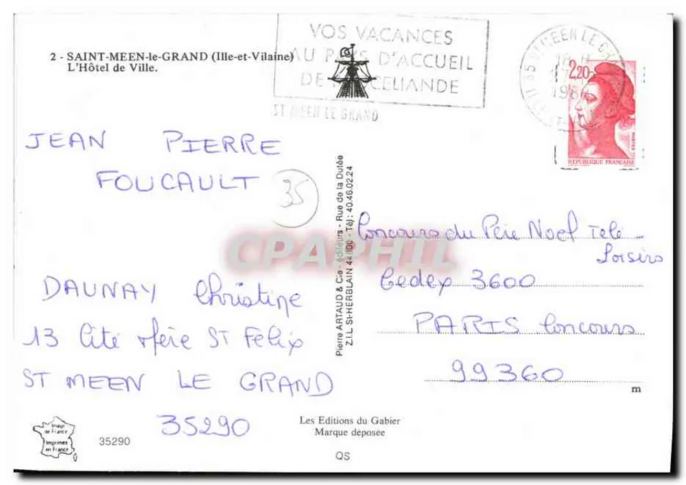 Saint-Méen-le-Grand — Rathaus — Les Éditions du Gabier - Rückseite