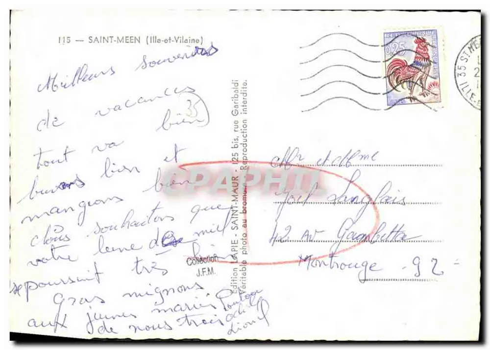 St MEEN — Lembrança de... — Edição LAPIE - Verso