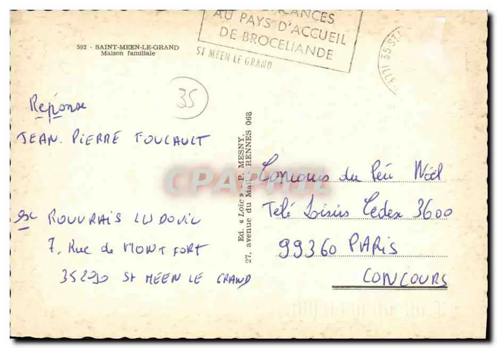Casa familiar — Saint-Méen-le-Grand — Ed. « Loïc » P. Mesny - Verso