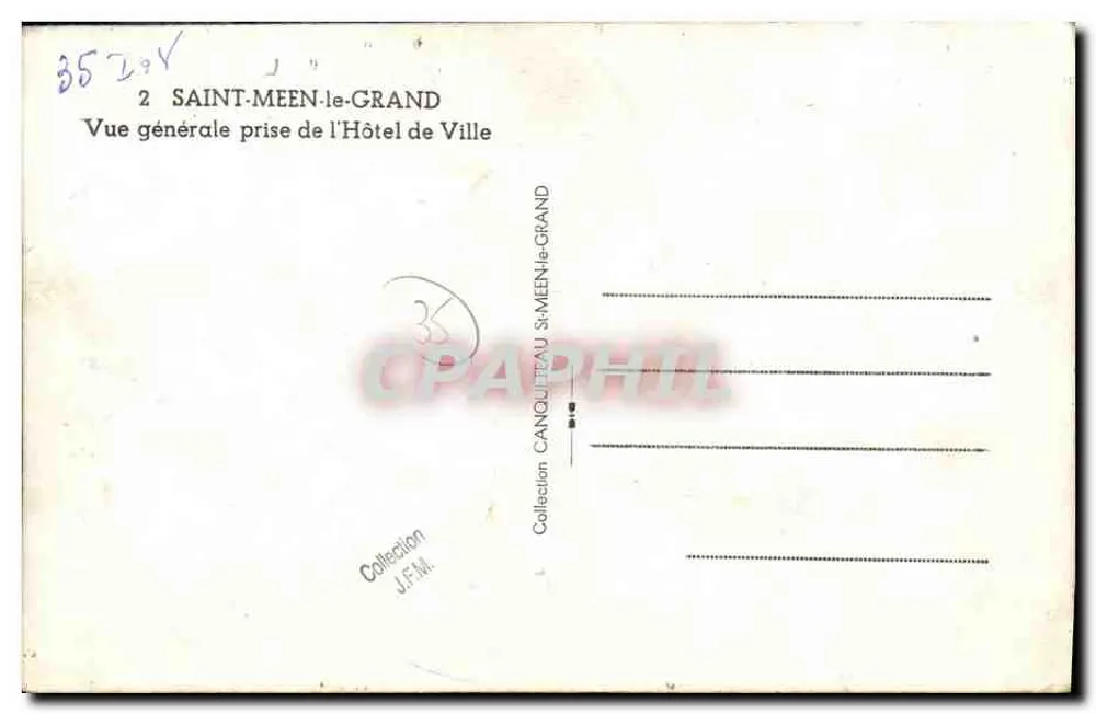 Saint-Méen-le-Grand — Allgemeiner Blick vom Rathaus — Verlag: Canquêteau - Rückseite