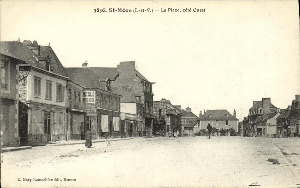 St-Méen (I.-et-V.) — A Place, lado Oeste — E. Mary-Roussellière editor, Rennes - Frente