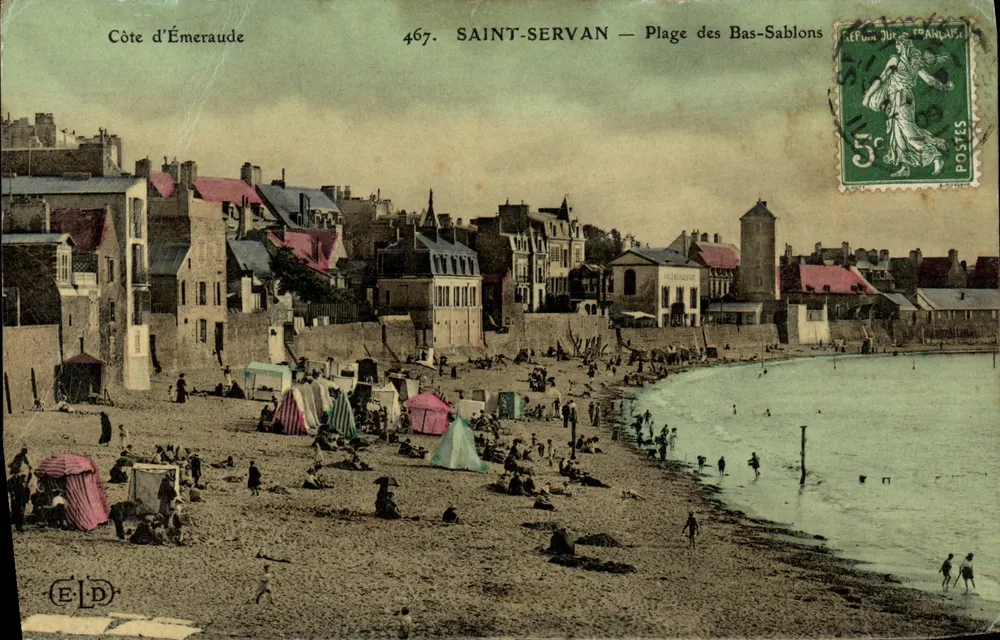 Saint-Servan — Praia dos Bas-Sablons — Editor ELD, n° 467 - Frente