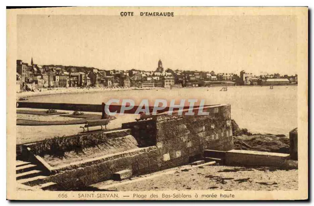 Saint-Servan — Praia dos Bas-Sablons com maré alta — Cote d'Émeraude, n°666 - Frente