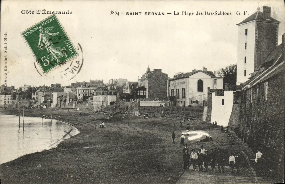 Saint-Servan — La Playa de los Bas-Sablons — G.F. — Costa de Esmeralda - Anverso