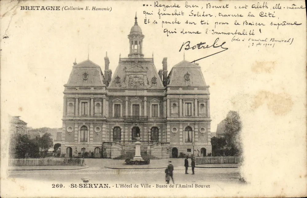 St-Séryan — L'Hôtel de Ville avec Buste de l'Amiral Bouvet — Éditeur : St-Séryan, n° 269 - Frente