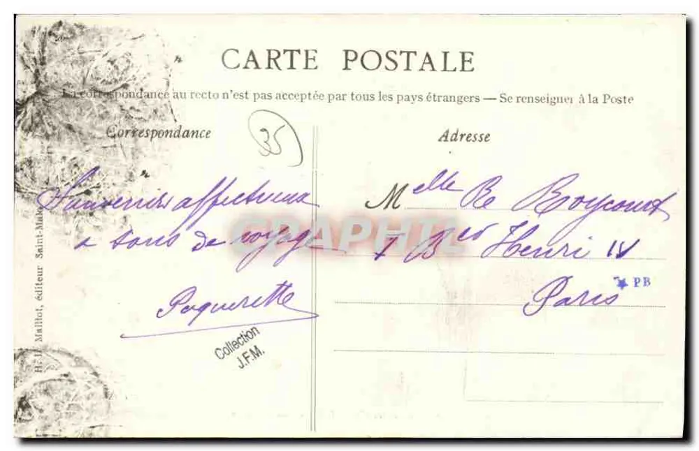 St-Suliac — As margens da Rance — Vista geral — editor Malibot, n° 104 - Verso