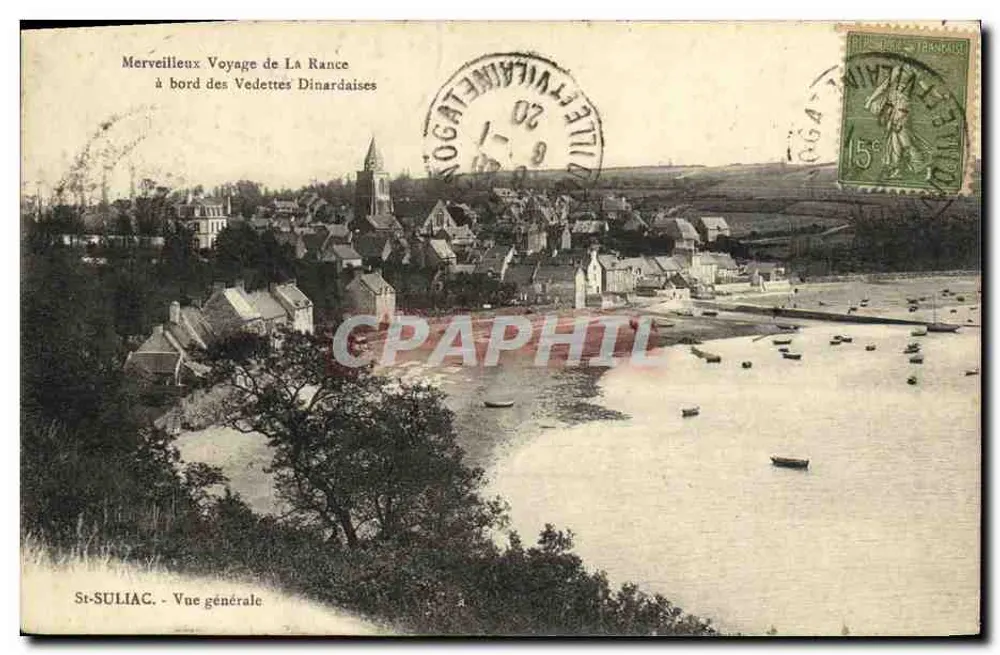 St-Suliac - Vista geral — a bordo das Vedettes Dinardaises — Edição das agências Jules & Bantin, Dinard - Frente