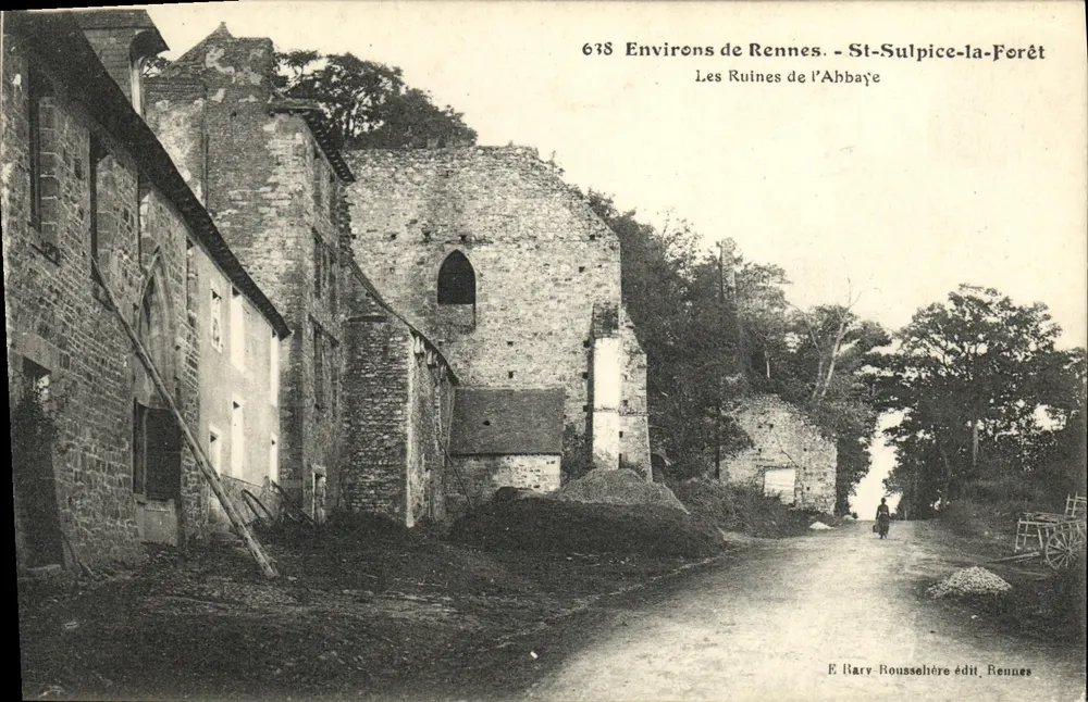 St-Sulpice-la-Forêt — Die Ruinen der Abtei — Verlag E. Bary Rousselière, Rennes - Vorderseite