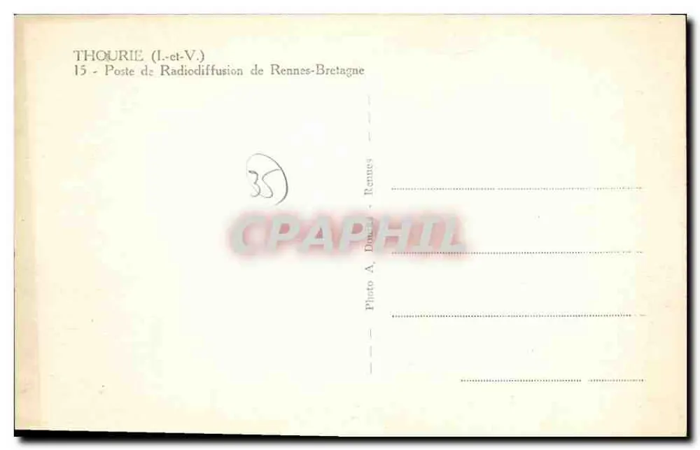 Thourie (I.-ct-V.) — Posto de Rádio de Rennes-Bretagne — Foto A. Douard - Rennes - Verso