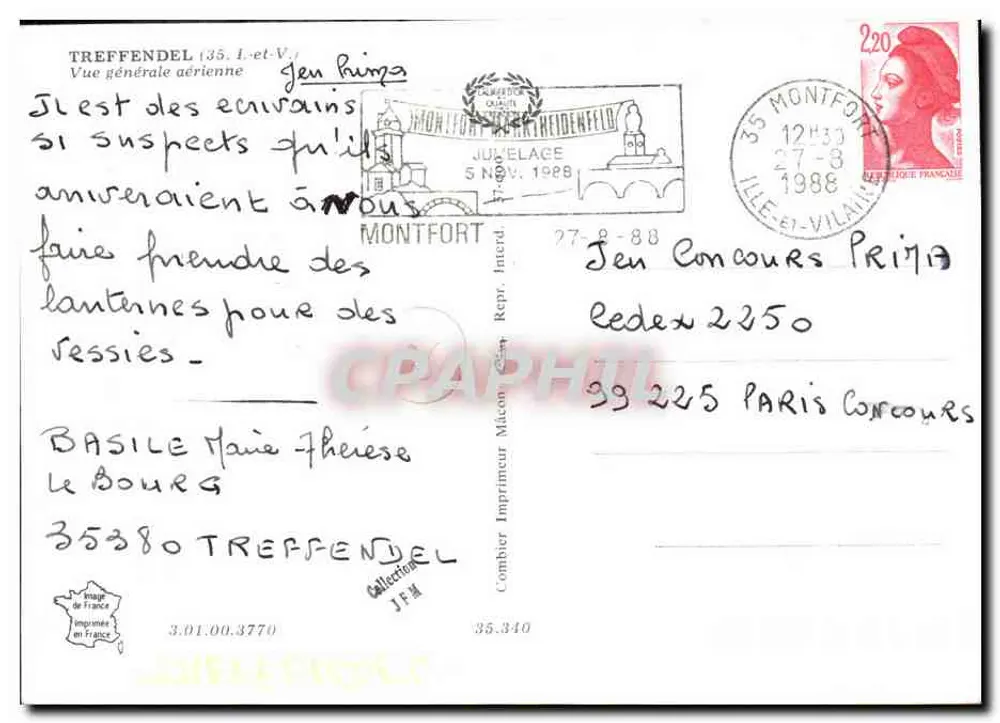 Treffendel (35, Ille-et-Vilaine) — Vista geral aérea — Imprimeur Combier - Verso