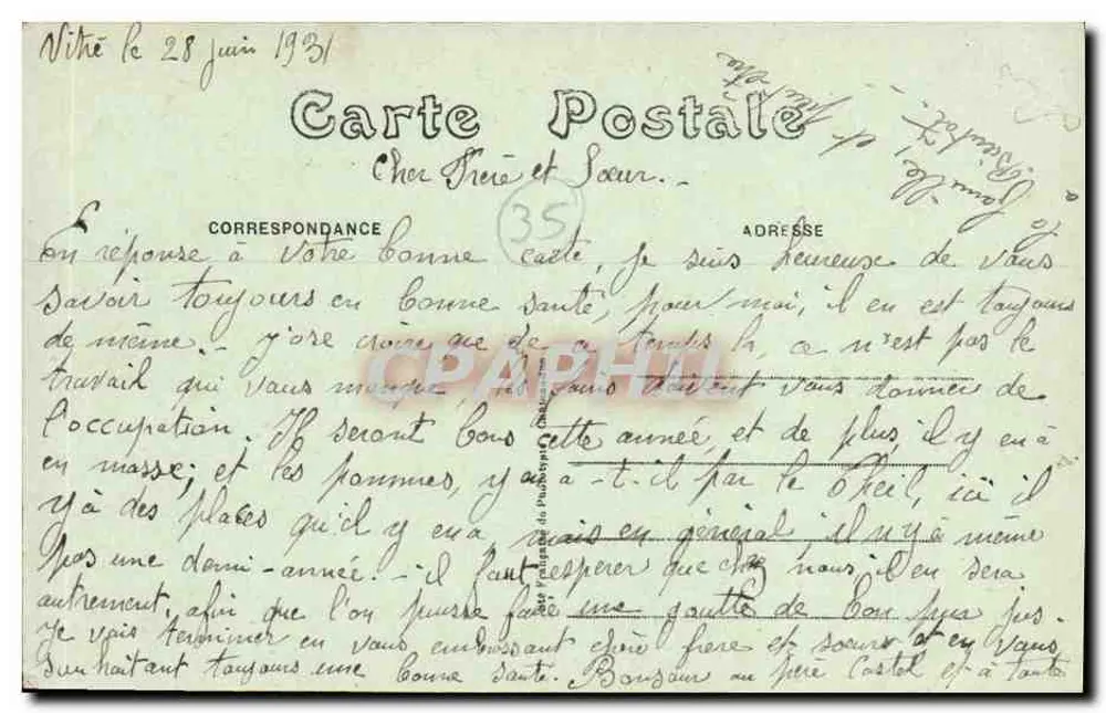 Vitré (Il-e-V.) — Vista Geral da Estação — A. Lamiré Editora, Rennes - Verso