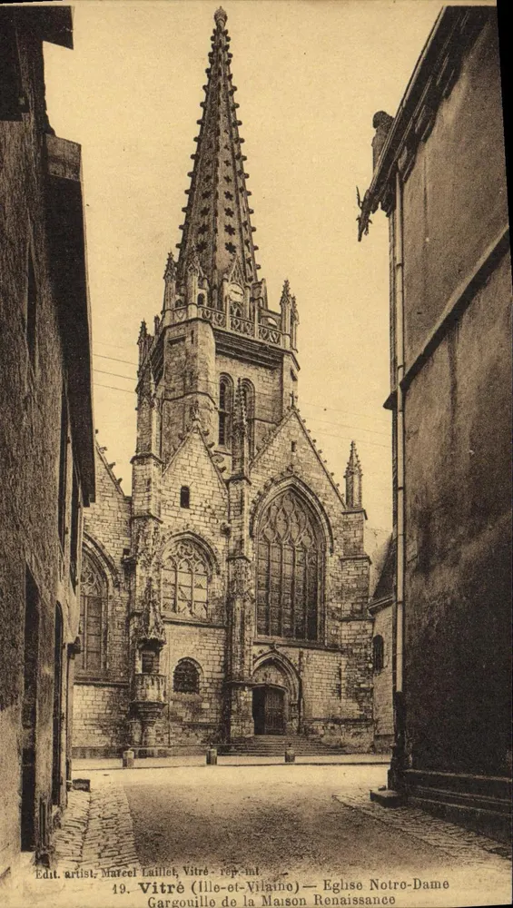 Vitré (Ille-et-Vilaine) — Kirche Notre-Dame, Ansicht der Turm und gotische Fassade — Künstleredition Marcel Laillet, Vitré - Vorderseite