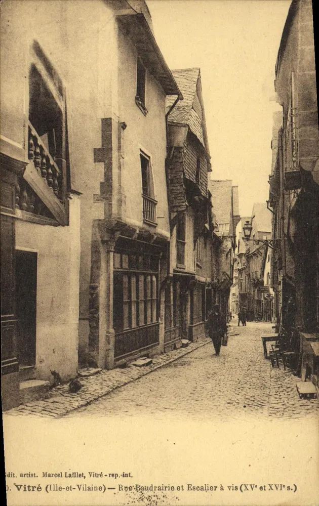 Vitré (Ille-et-Vilaine) — Rue Baudrairie e Escadaria em espiral (séculos XV e XVI) — Marcel Laillet, Vitré - Frente