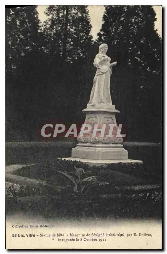 Statue von Madame la Marquise de Sévigné (1626-1696) — eingeweiht am 8. Oktober 1911 — von E. Dolivet — Sammlung Emile Hodémon - Vorderseite
