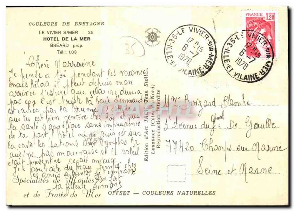 Hotel de la Mer — Le Vivier-sur-Mer — Edição de Arte Jack, Louanneec - Verso