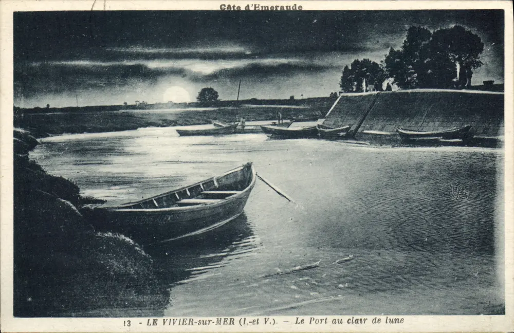 Le Vivier-sur-Mer — Der Hafen unter dem Mondlicht — Côte d'Emeraude, n°13 - Vorderseite