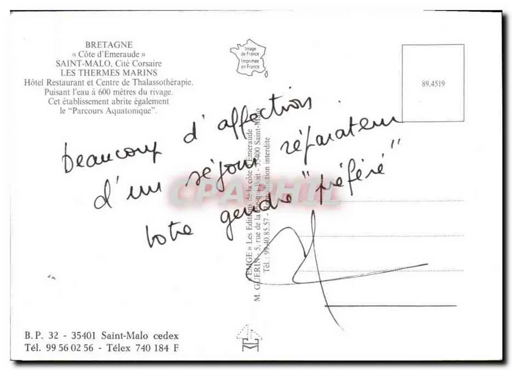 Saint-Malo — Die Marinebäder — Verlag M. Gafrin - Rückseite