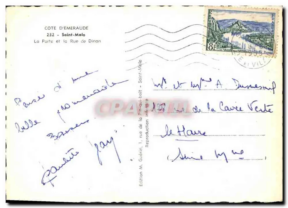 Rue de Dinan — Saint-Malo — Edition M. Guérin, 1. Serie - Rückseite