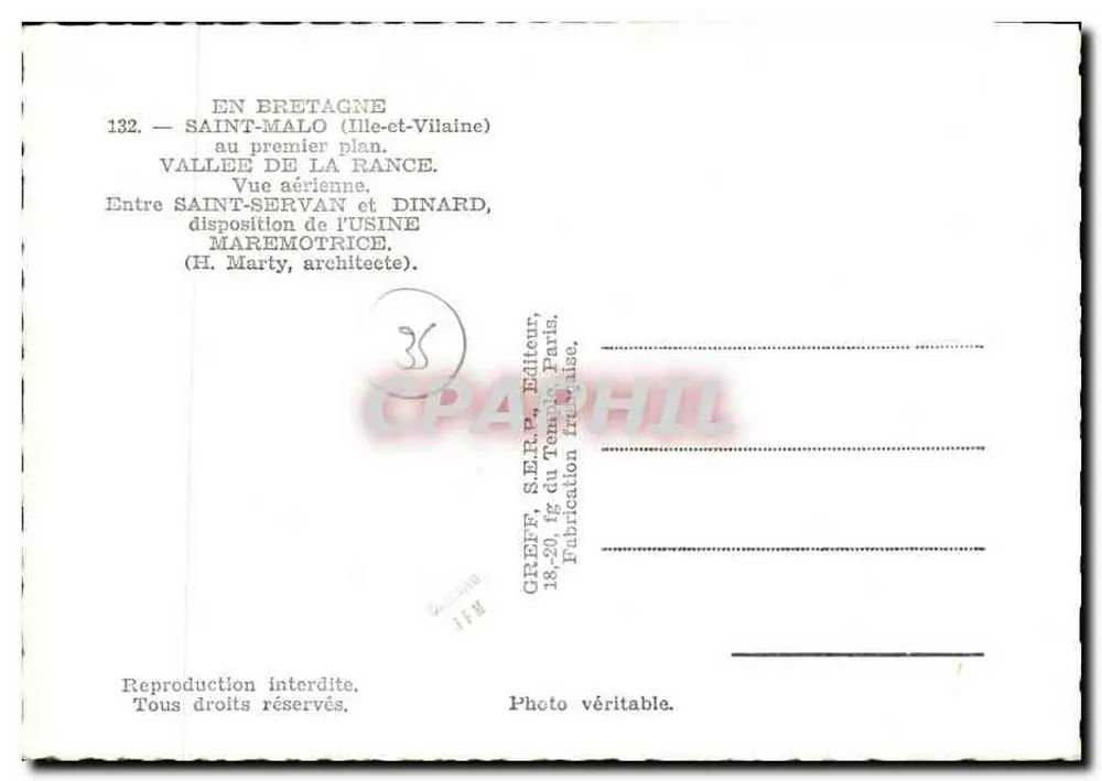 Saint-Servan — Gezeitenkraftwerk der Rance — Greff, Verlag - Rückseite
