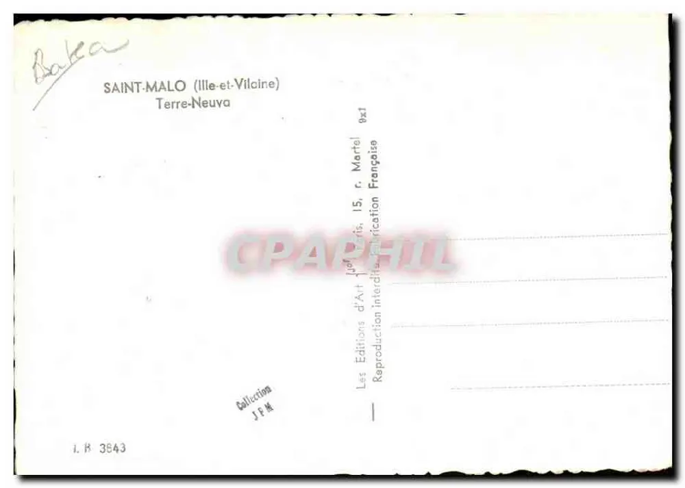 Navio a vela — vista marítima — J. Jon - Verso