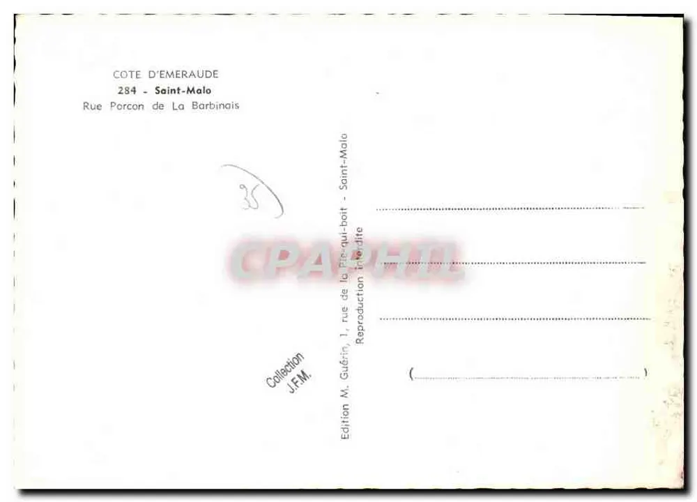 Rue Porcon de La Barbinais — Saint-Malo — Verlag Emgé - Rückseite