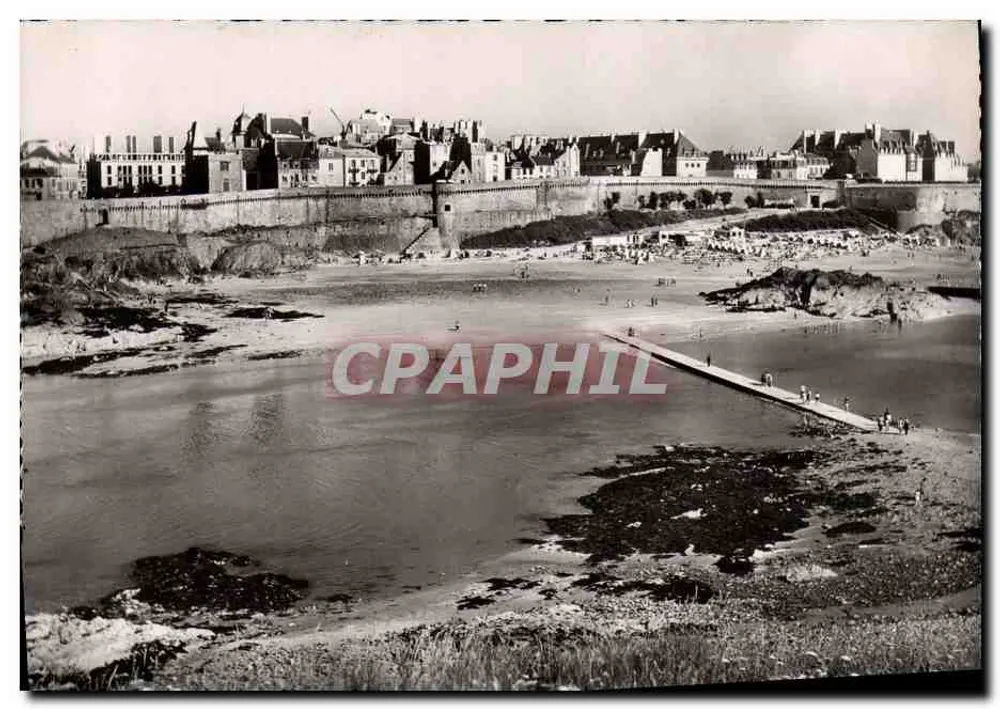 Saint-Malo (Ille-et-Y) — La Plage Bon Secours, Blick vom Grand Bey — Photo JFM, Paris - Vorderseite
