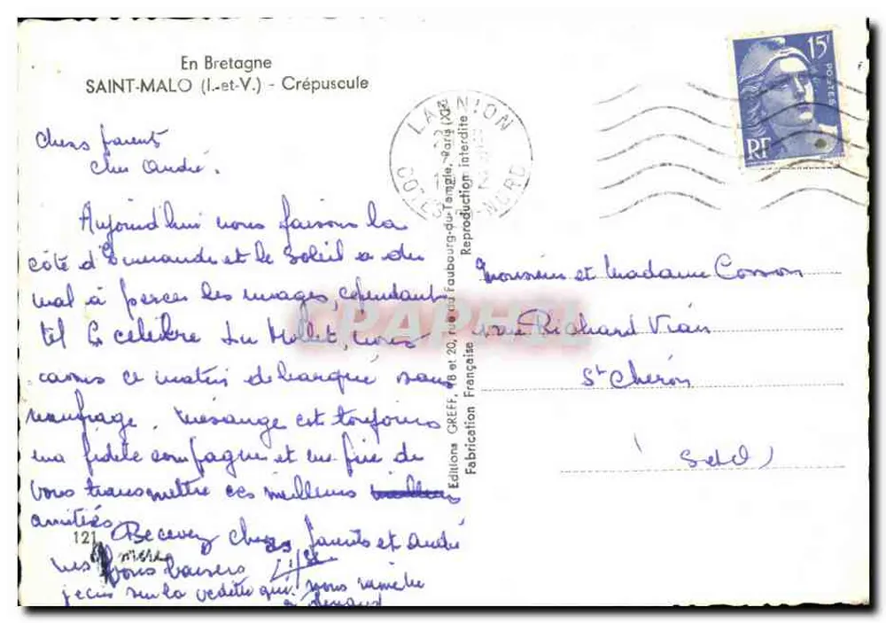Saint-Malo (I.-et-V.) - Crepúsculo — Edições CREFF, n°12 - Verso