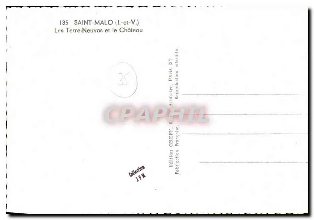 Saint-Malo (I.-et-V.) — Die Neuländer und das Schloss — Edition GREFF, Paris - Rückseite