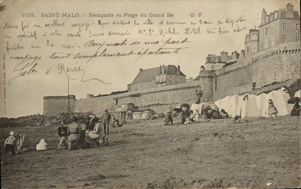 Saint-Malo -- Mauern und Strand von Grand Bé — G.F. — n°2102 - Vorderseite