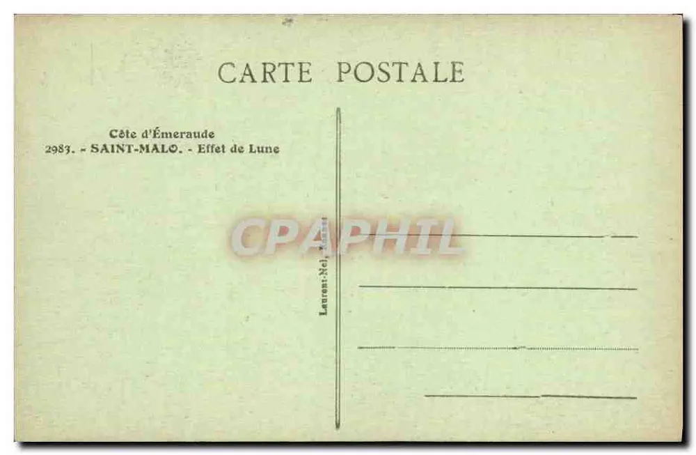 Saint-Malo — Côte d'Émeraude — Efeito de Lua — Laurent-Noi, n°2983 - Verso