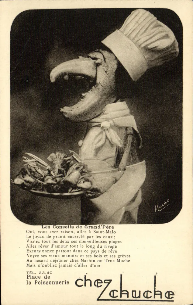 Kochkrabbe — Werbung für den Fischhändler Chez Chuche in Saint-Malo — Ausgabe Maurice Guérin - Vorderseite