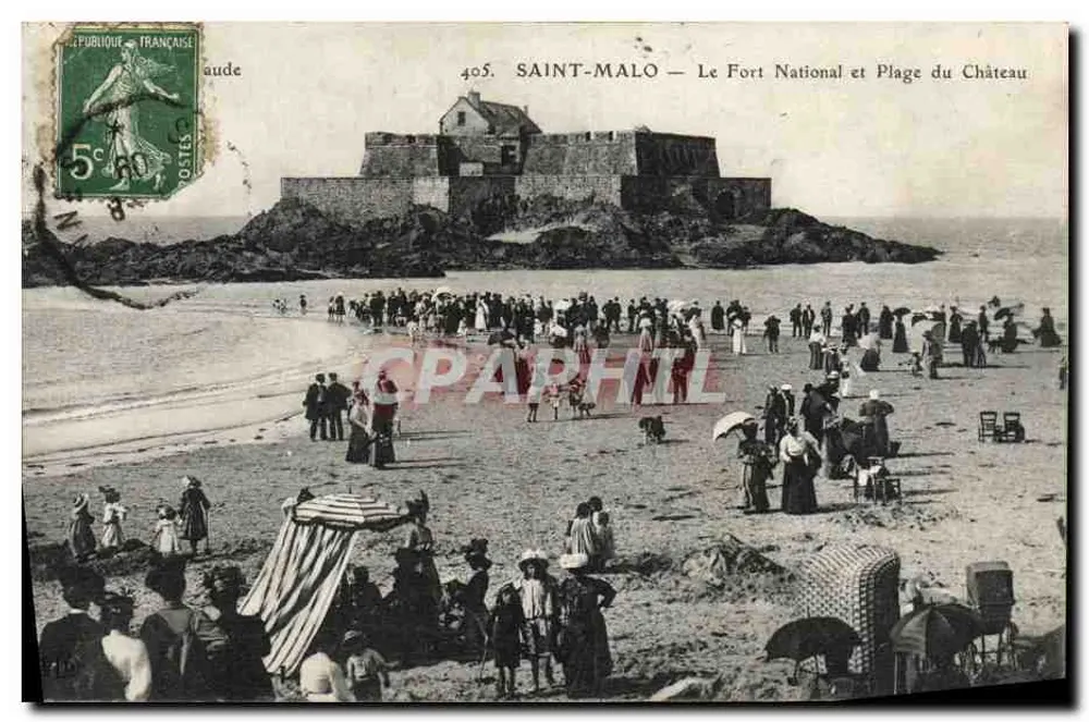 SAINT-MALO — Le Fort National et Plage du Château — unbekannter Verlag, Nr. 405 - Vorderseite