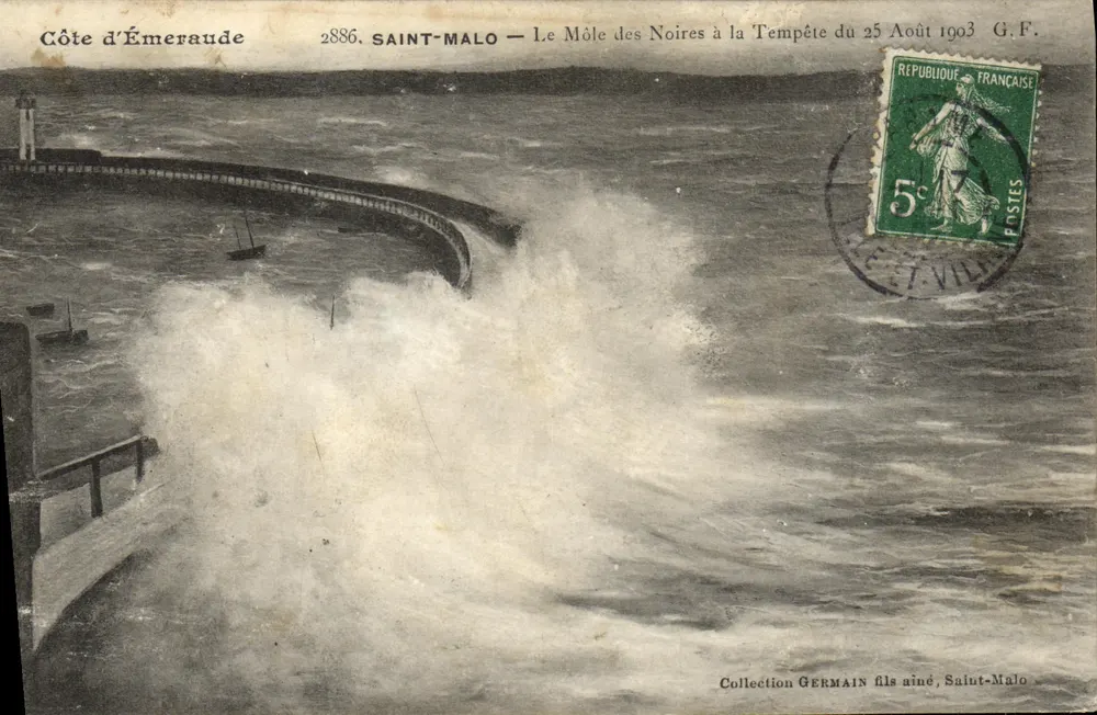 Saint-Malo — Le Môle des Noires während des Sturms vom 25. August 1903 — G.F. n°2886 - Vorderseite