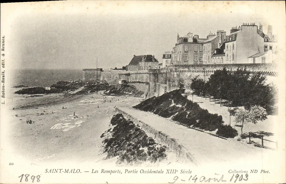 Saint-Malo — Die westlichen Mauern, 13. Jahrhundert — L. Bahon-Rawit, Verlag in Rennes, Nr. 20 - Vorderseite