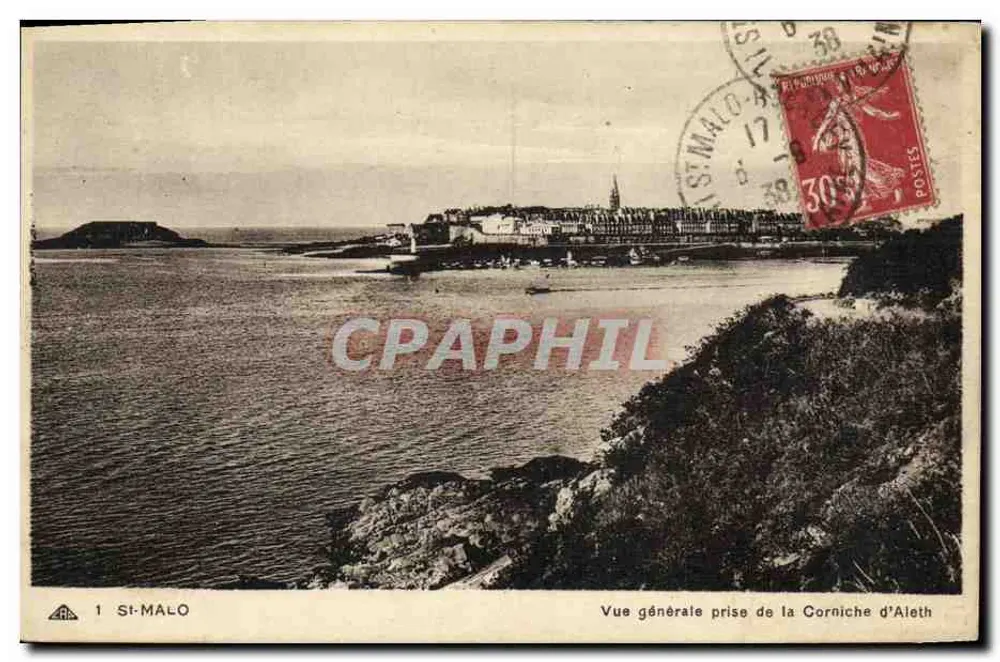 St-Malo — Allgemeiner Blick vom Corniche d'Aleth — Edition R. Le Roide, Nr. 1 - Vorderseite