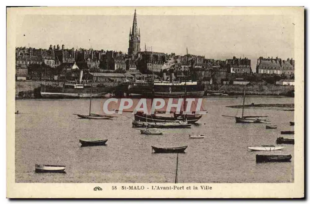 St-Malo - Der Avant-Port und die Stadt — Verlag Almacène de. Arts Photomécaniques, n° 58 - Vorderseite