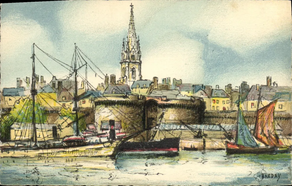 Vista do porto de Nantes — editor Barday, número de série não visível - Frente