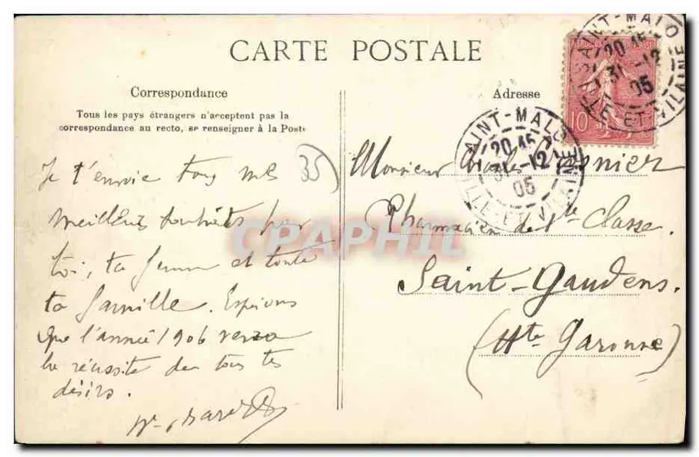 Saint-Malo — Coleção Gouwain-teatro, 1906 — editor desconhecido - Verso