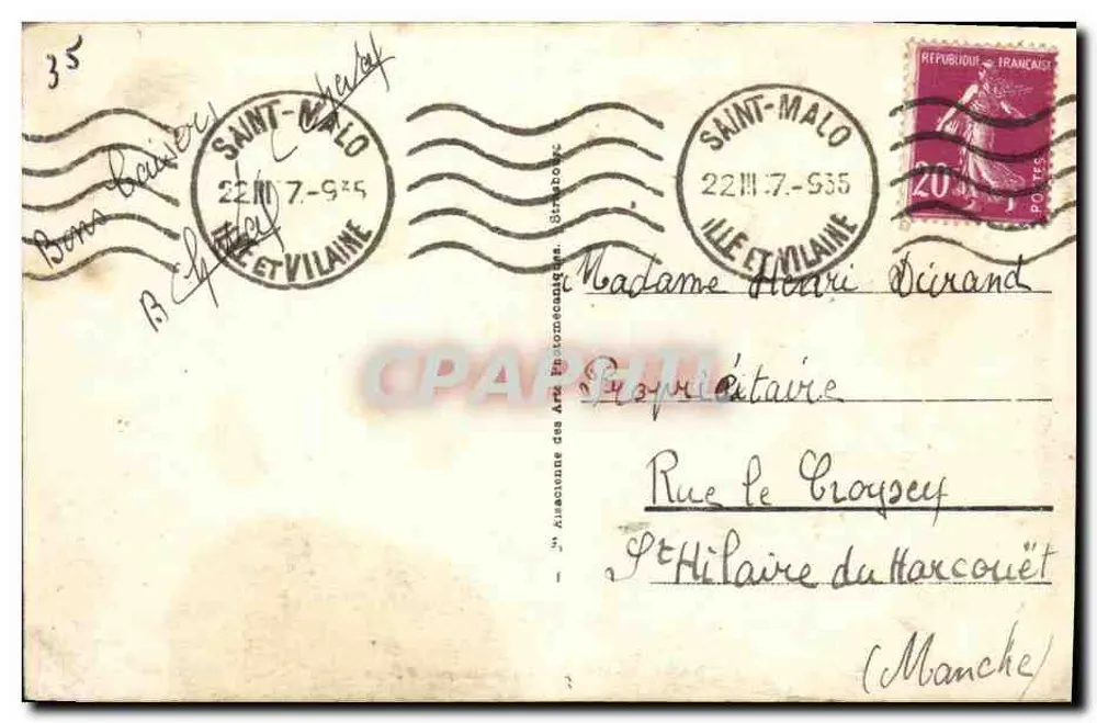 St-Malo - La Môle des Noires — Antieke ansichtkaart n°115, uitgever A. Chabot - Achterkant